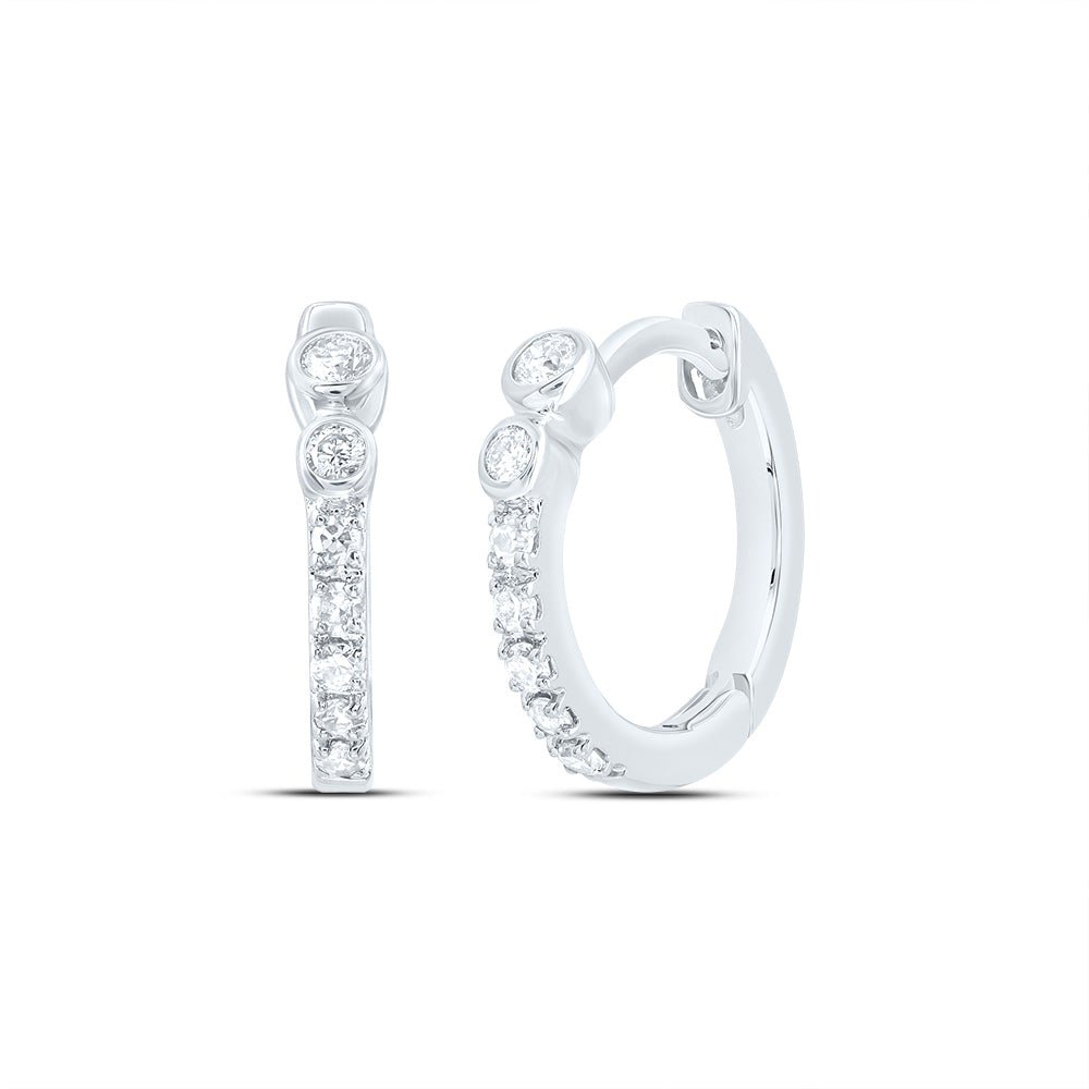 10K White Gold Modern Diamond Earrings with Elegant Styling - Splendid Jewellery