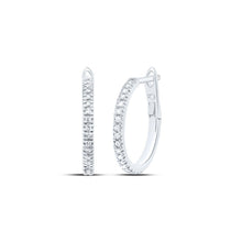 Load image into Gallery viewer, 10K White Gold Elegant Hoop Earrings with Diamond - Splendid Jewellery