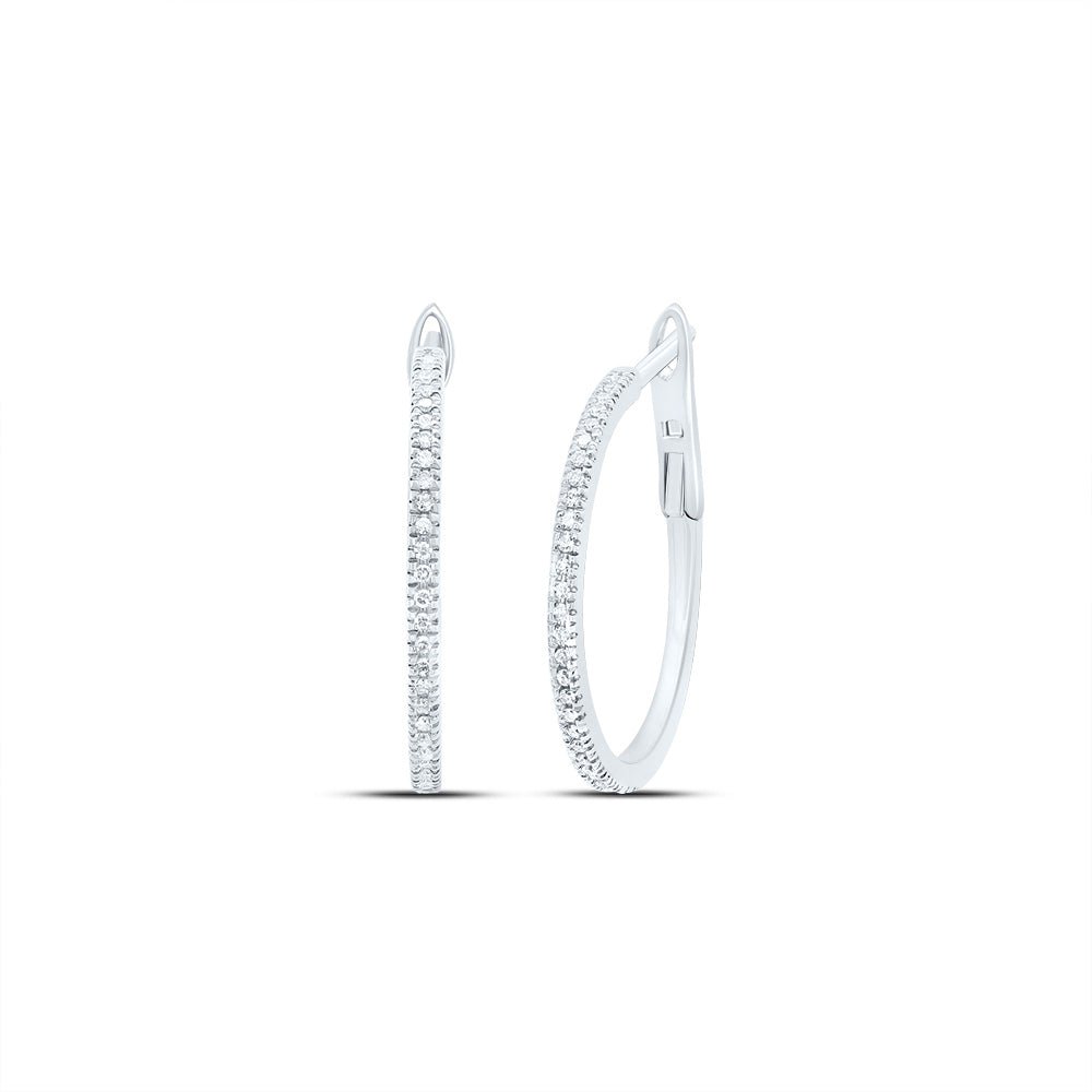 10K White Gold Diamond Hoop Earrings 1/6 Cttw - Splendid Jewellery