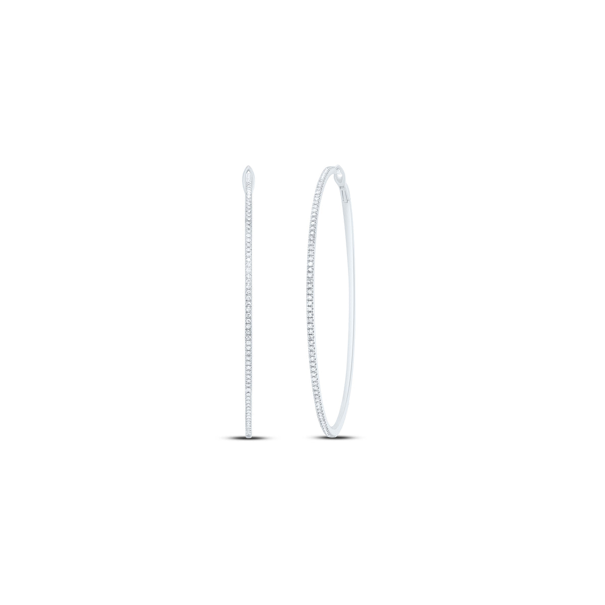 10K White Gold Elegant Hoop Earrings with Diamond Gift Edition - Splendid Jewellery