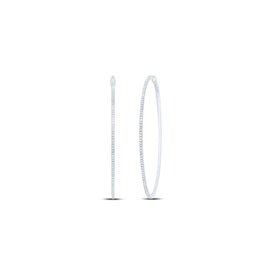 10K White Gold Elegant Hoop Earrings with Diamond Gift Edition - Splendid Jewellery