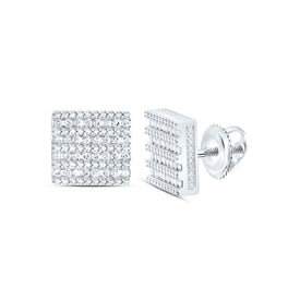 Sterling Silver Diamond Stud Earrings with Elegant Styling - Splendid Jewellery
