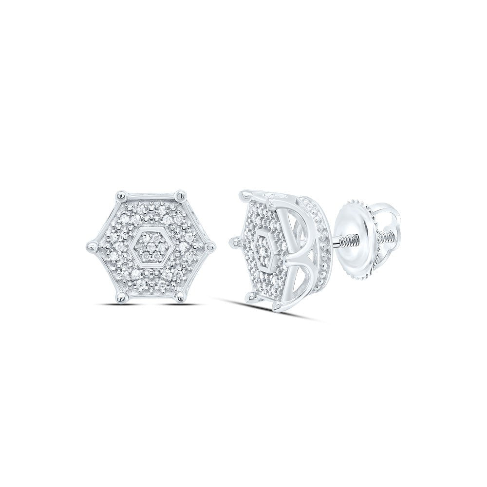 Diamond Earrings in Sterling Silver with Elegant Styling - Splendid Jewellery