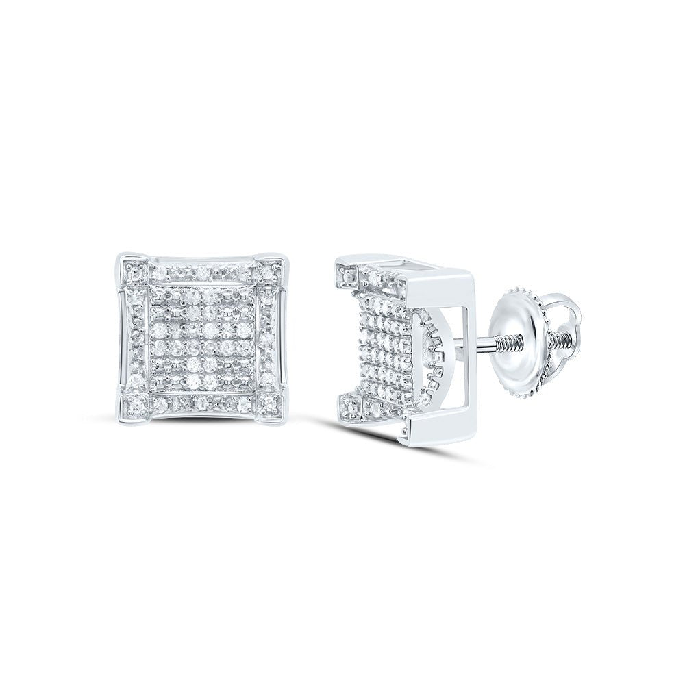 Diamond Stud Earrings in Sterling Silver with Elegant Styling - Splendid Jewellery
