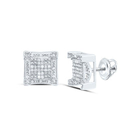 Diamond Stud Earrings in Sterling Silver with Elegant Styling - Splendid Jewellery