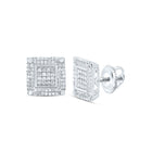 Sterling Silver Elegant Stud Earrings with Diamond with Fine Detail - Splendid Jewellery