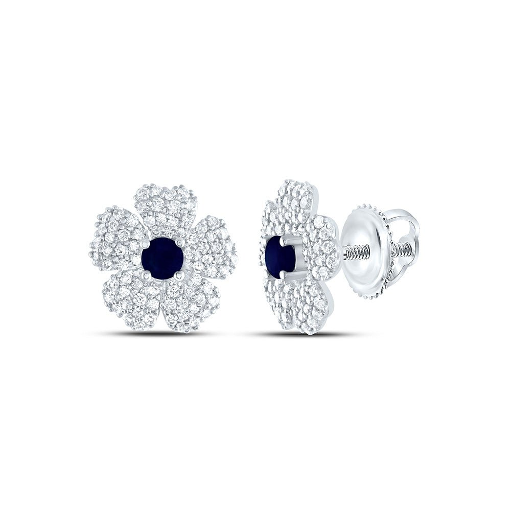 14K White Gold Modern Blue Sapphire Earrings Gift Edition - Splendid Jewellery
