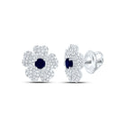 14K White Gold Modern Blue Sapphire Earrings Gift Edition - Splendid Jewellery