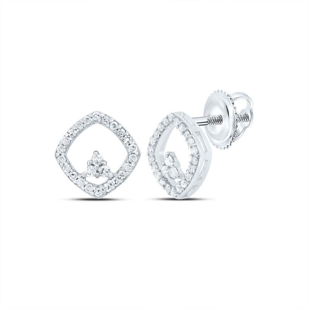 10K White Gold Modern Diamond Earrings for Everyday Wear - Splendid Jewellery