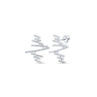 Abstract Brilliance: 10kt White Gold Womens Round Diamond Bar Earrings - Splendid Jewellery