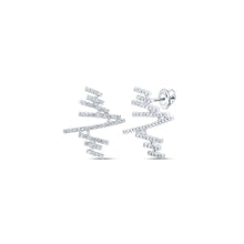 Load image into Gallery viewer, Abstract Brilliance: 10kt White Gold Womens Round Diamond Bar Earrings - Splendid Jewellery