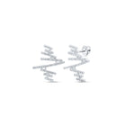 Abstract Brilliance: 10kt White Gold Womens Round Diamond Bar Earrings - Splendid Jewellery