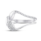 Abstract Brilliance: 14kt White Gold Women's Round Diamond Fashion Ring - Front View