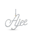 AJEE Diamond Initial & Letter Pendant | 10kt Yellow Gold Womens Round Diamond Name Pendant 5/8 Cttw | Splendid Jewellery - Splendid Jewellery