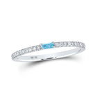 Aquamarine Brilliance | 10kt White Gold Baguette Aquamarine Diamond Band Ring 1/5 Cttw - Splendid Jewellery