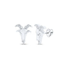 Aries Zodiac Goat Stud Earrings in 10kt White Gold with Round Diamonds (1/10 Cttw) - Splendid Jewellery