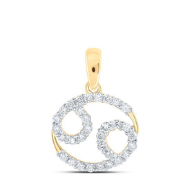 Astro Charm: 10kt Yellow Gold Zodiac Cancer Pendant with Sparkling Diamonds - Splendid Jewellery