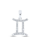 AstroGems: 10kt White Gold Round Diamond Zodiac Gemini Pendant - Splendid Jewellery