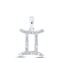 Load image into Gallery viewer, AstroGems: 10kt White Gold Round Diamond Zodiac Gemini Pendant - Splendid Jewellery