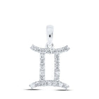 AstroGems: 10kt White Gold Round Diamond Zodiac Gemini Pendant - Splendid Jewellery