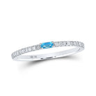 Baguette Blue Topaz Diamond Band Ring | 10kt White Gold Women's Gemstone Band | Splendid Jewellery - Splendid Jewellery