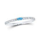 Baguette Blue Topaz Diamond Band Ring | 10kt White Gold Women's Gemstone Band | Splendid Jewellery - Splendid Jewellery
