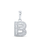 Baguette Brilliance: 10kt White Gold Diamond Initial Pendant - Splendid Jewellery
