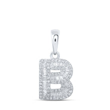 Load image into Gallery viewer, Baguette Brilliance: 10kt White Gold Diamond Initial Pendant - Splendid Jewellery