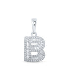 Baguette Brilliance: 10kt White Gold Diamond Initial Pendant - Splendid Jewellery