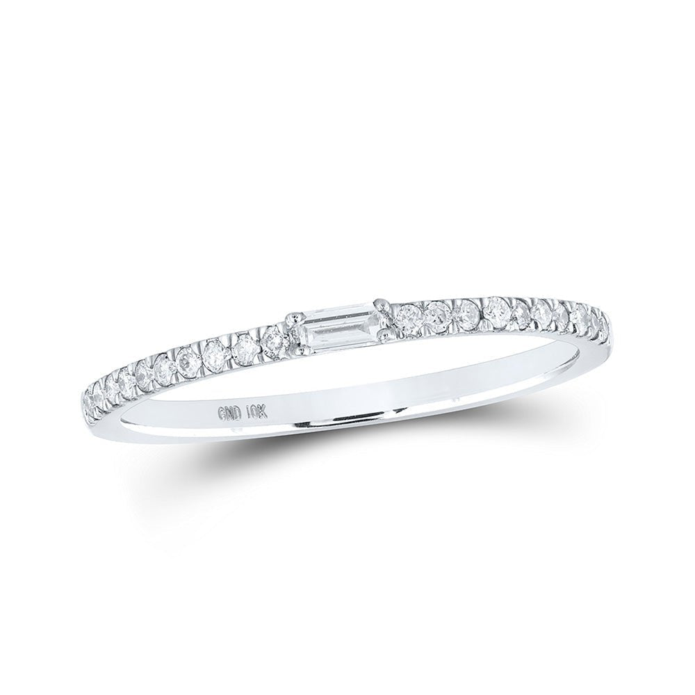 Baguette Brilliance | 10kt White Gold Womens Baguette Diamond Band Ring 1/6 Cttw - Splendid Jewellery