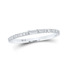 Baguette Brilliance | 10kt White Gold Womens Baguette Diamond Band Ring 1/6 Cttw - Splendid Jewellery