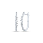 Baguette Brilliance: 10kt White Gold Womens Diamond Hoop Earrings - Splendid Jewellery