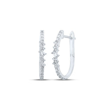 Load image into Gallery viewer, Baguette Brilliance: 10kt White Gold Womens Diamond Hoop Earrings - Splendid Jewellery