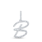 Bespoke Brilliance: 10kt White Gold Diamond B Initial Pendant - Splendid Jewellery