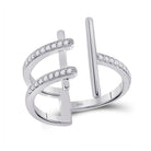 Bisected Brilliance: 14kt White Gold Womens Round Diamond Linear Fashion Ring - Splendid Jewellery