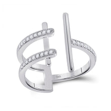 Load image into Gallery viewer, Bisected Brilliance: 14kt White Gold Womens Round Diamond Linear Fashion Ring - Splendid Jewellery