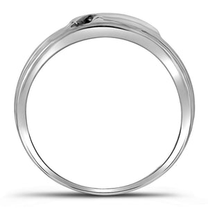 Black Diamond Channel Set Men's Band Ring in 10kt White Gold | 1/8 Cttw | Splendid Jewellery - Splendid Jewellery