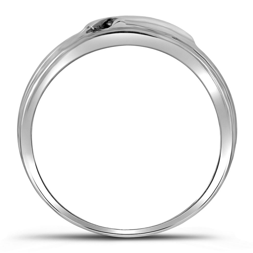 Black Diamond Channel Set Men's Band Ring in 10kt White Gold | 1/8 Cttw | Splendid Jewellery - Splendid Jewellery