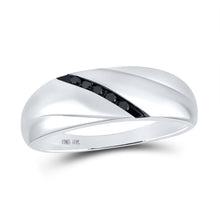 Load image into Gallery viewer, Black Diamond Channel Set Men's Band Ring in 10kt White Gold | 1/8 Cttw | Splendid Jewellery - Splendid Jewellery