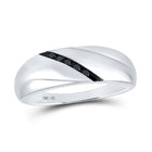 Black Diamond Channel Set Men's Band Ring in 10kt White Gold | 1/8 Cttw | Splendid Jewellery  Top View from Splendid Jewellery