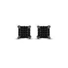 Black Diamond Square Men's Earrings in 10kt White Gold - Striking Style with Enhanced Color - Splendid Jewellery