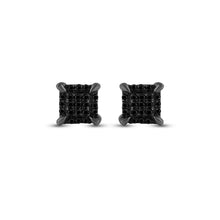 Load image into Gallery viewer, Black Diamond Square Men's Earrings in 10kt White Gold - Striking Style with Enhanced Color - Splendid Jewellery