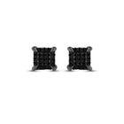 Black Diamond Square Men's Earrings in 10kt White Gold - Striking Style with Enhanced Color - Splendid Jewellery
