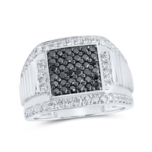 Load image into Gallery viewer, Black Diamond Square Men's Ring in 10kt White Gold - 1 - 5/8 Cttw | Splendid Jewellery - Splendid Jewellery