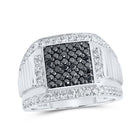 Black Diamond Square Men's Ring in 10kt White Gold - 1 - 5/8 Cttw | Splendid Jewellery - Splendid Jewellery