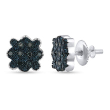 Load image into Gallery viewer, Blue Diamond Cluster Brilliance Stud Earrings  Side View from Splendid Jewellery