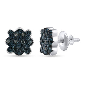 Blue Diamond Cluster Brilliance Stud Earrings - Splendid Jewellery