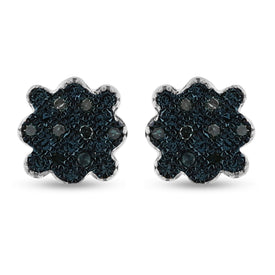 Blue Diamond Cluster Brilliance Stud Earrings  Top View from Splendid Jewellery