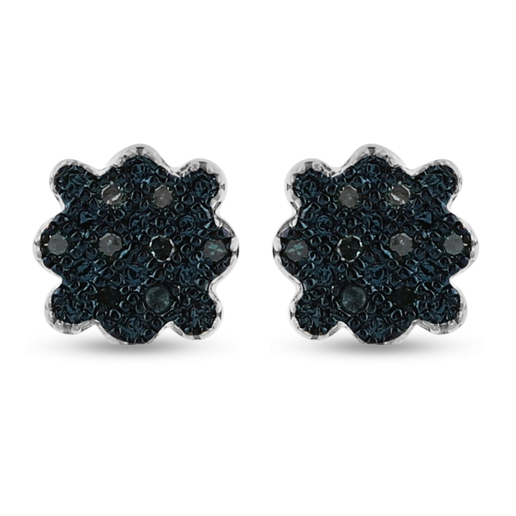 Blue Diamond Cluster Brilliance Stud Earrings - Splendid Jewellery