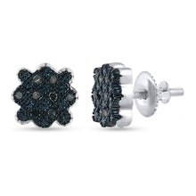 Load image into Gallery viewer, Blue Diamond Cluster Brilliance Stud Earrings - Splendid Jewellery